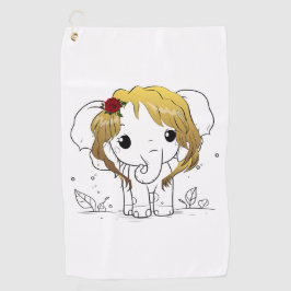 Mooie vrouwen baby olifant met geel haar golfhanddoek