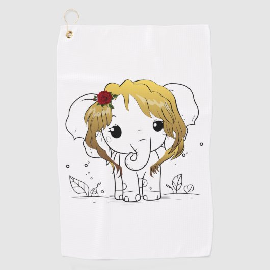 Mooie vrouwen baby olifant met geel haar golfhanddoek (Voorkant)