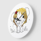 Mooie vrouwen baby olifant met geel haar grote klok (Hoek)