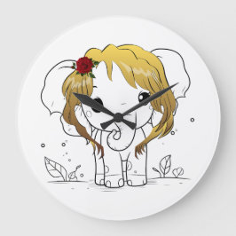 Mooie vrouwen baby olifant met geel haar grote klok