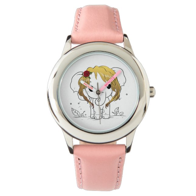 Mooie vrouwen baby olifant met geel haar horloge (Voorkant)