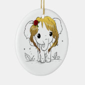 Mooie vrouwen baby olifant met geel haar keramisch ornament (Rechts)