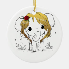 Mooie vrouwen baby olifant met geel haar keramisch ornament