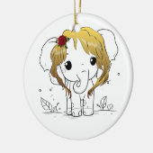 Mooie vrouwen baby olifant met geel haar keramisch ornament (Links)