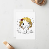Mooie vrouwen baby olifant met geel haar notitiekaartje (Voorkant / Achterkant in situ)
