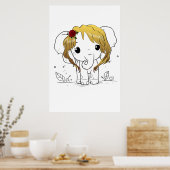 Mooie vrouwen baby olifant met geel haar poster (Keuken)