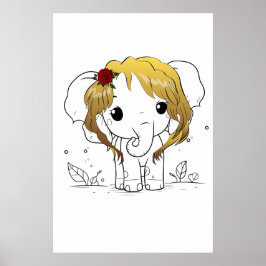 Mooie vrouwen baby olifant met geel haar poster