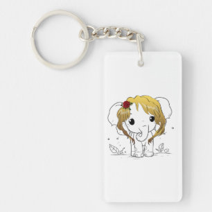 Mooie vrouwen baby olifant met geel haar sleutelhanger
