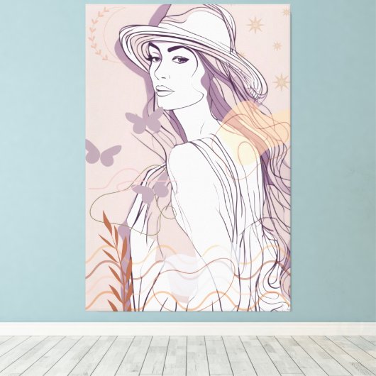 mooie vrouwen canvas afdruk (Insitu (Houten vloer))