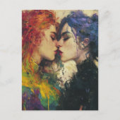 Mooie vrouwen in de liefde zoenen briefkaart (Voorkant)