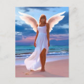 Mooie vrouwen met engelenvleugels op een strand briefkaart (Voorkant)