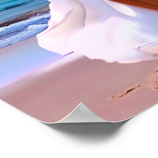 Mooie vrouwen met engelenvleugels op een strand poster (Hoek)