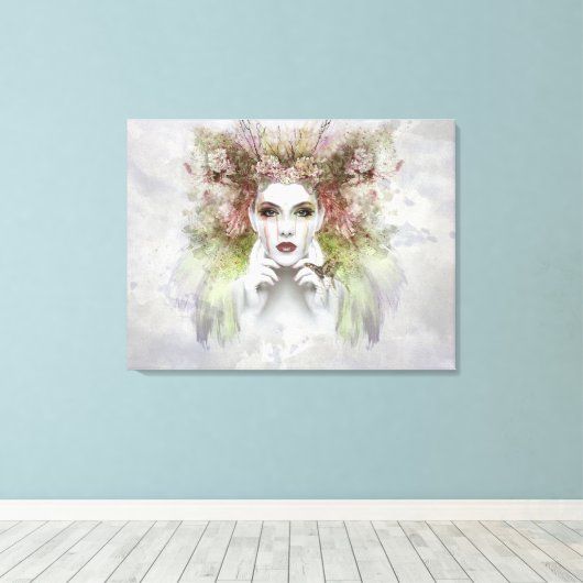 Mooie vrouwen met vlinder canvas afdruk (Insitu (Houten vloer))