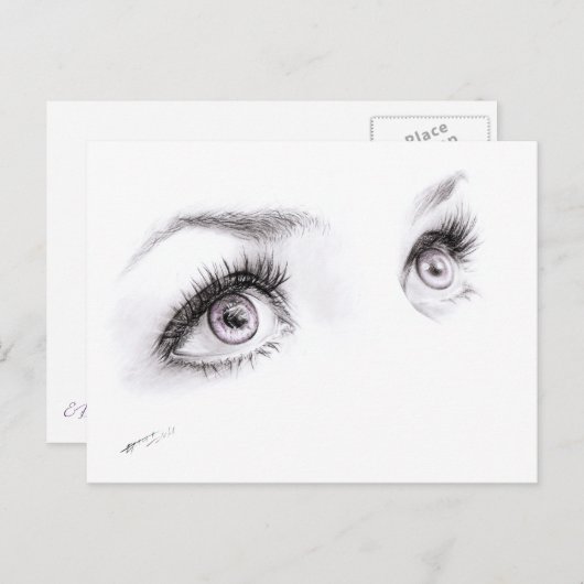 Mooie vrouwen ogen Minimale kunst tekenen Briefkaart (Voorkant / Achterkant)