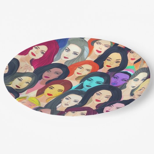 Mooie vrouwen papieren bordje (Gekanteld)
