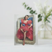 Mooie vrouwen stap uit pin-up briefkaart (Staand voorkant)