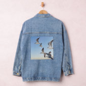 Mooie Vrouwen Vogels Vliegen Hoog afbeelding Mode  Denim Jacket (Hangar)