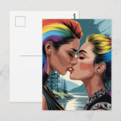 Mooie vrouwen zoenen briefkaart (Voorkant / Achterkant)