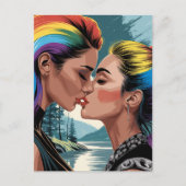Mooie vrouwen zoenen briefkaart (Voorkant)