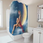 mooie vrouwennachtfee op maan douchegordijn (In situ)