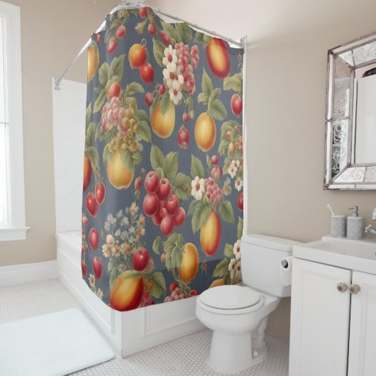 Mooie vruchten en bloemen.  Franse stijl Douchegordijn (In situ)