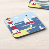 Mooie vuurtoren en boot Zeeoever kunst Bier Onderzetter (Linkerzijde)