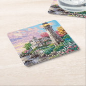 Mooie vuurtoren kartonnen onderzetters (Schuin)