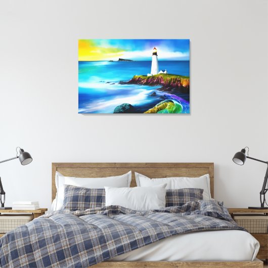 Mooie Vuurtoren Landschap Christelijke Kunst Canvas Afdruk (Insitu (Slaapkamer))