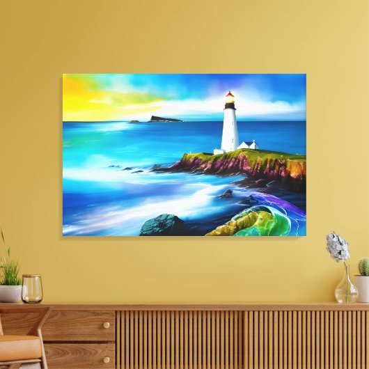 Mooie Vuurtoren Landschap Christelijke Kunst Canvas Afdruk (Insitu (Woonkamer))