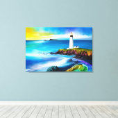 Mooie Vuurtoren Landschap Christelijke Kunst Canvas Afdruk (Insitu (Houten vloer))