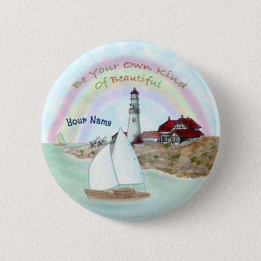 Mooie Vuurtoren Ronde Button 5,7 Cm (Voorkant)