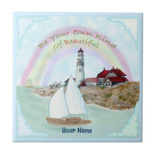 Mooie vuurtoren tegeltje (Voorkant)