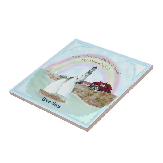 Mooie vuurtoren tegeltje (Zijkant)