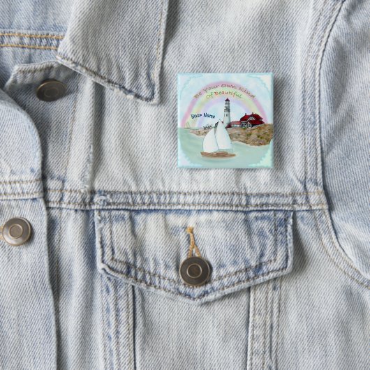 Mooie vuurtoren vierkante button 5,1 cm (In situ)