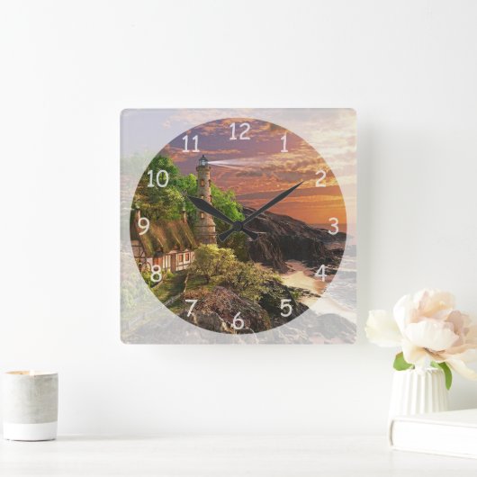 Mooie vuurtoren vierkante klok (Huis)