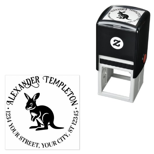 Mooie Wallaby Australië Naam Retouradres Zelfinktende Stempel (In situ)