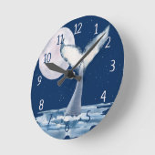 Mooie walvis en maan ronde klok (Hoek)