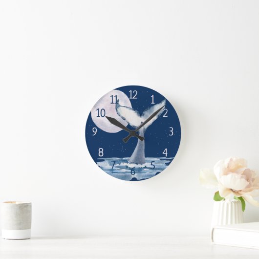 Mooie walvis en maan ronde klok (Huis)