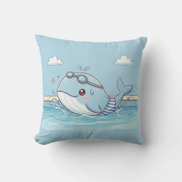 Mooie Walvis Kinderen Zwemmen Ontwerp Kussen