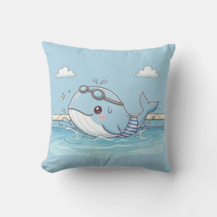Mooie Walvis Kinderen Zwemmen Ontwerp Kussen