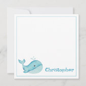 Mooie walvis op waterblauw formaat, naam naar keuz notitiekaartje (Voorkant)