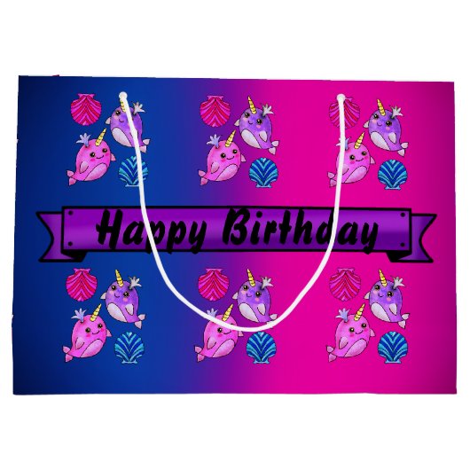 Mooie walvissen met zeeschelpen groot cadeauzakje (Achterkant)