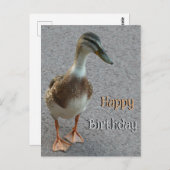 Mooie Wandelende Eend Aangepaste Verjaardagskaart Briefkaart (Voorkant / Achterkant)