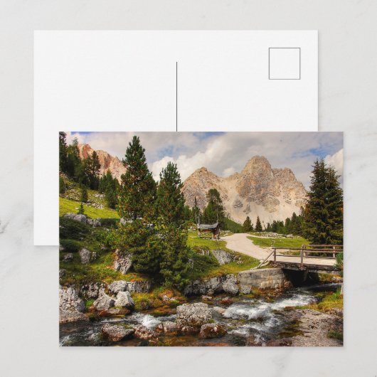 Mooie wandelvloeren, bomen en bergen briefkaart (Voorkant / Achterkant)