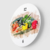Mooie wandklok - Waterverf Fresh Veggies (Hoek)