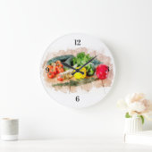 Mooie wandklok - Waterverf Fresh Veggies (Huis)