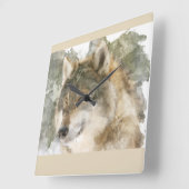 Mooie wandklok - Waterverf Wolf (Hoek)