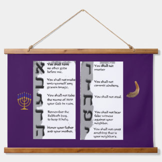 Mooie wandtapijt van de Hebreeuwse Tien Geboden Hangend Wandkleed