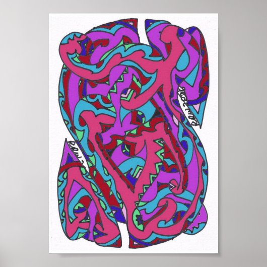 Mooie warme abstracte complexe kunst van RRW Poster (Voorkant)
