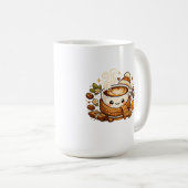 Mooie warme cappuccino koffiemok (Voorkant rechts)